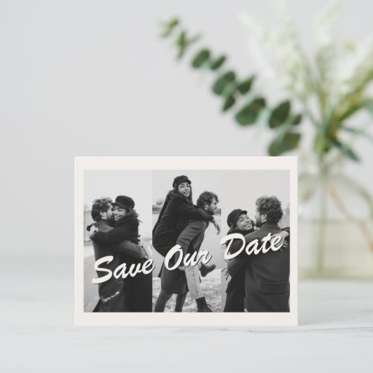 Chic Black and White Foto Einladung Postkarte (Stehend Vorderseite)