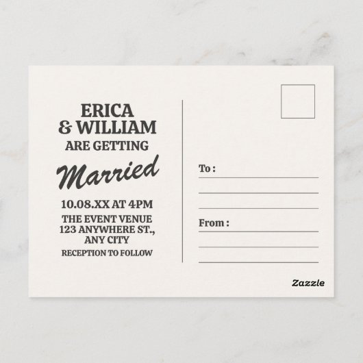 Chic Black and White Foto Einladung Postkarte (Rückseite)