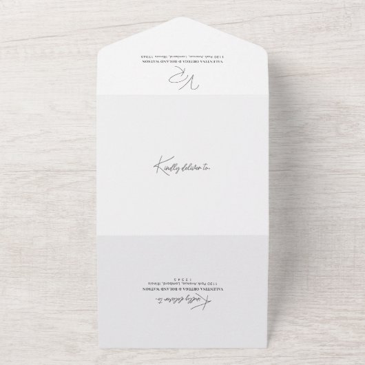 Chic Black and White Foto Moderne Hochzeit All In One Einladung (Außenbereich)