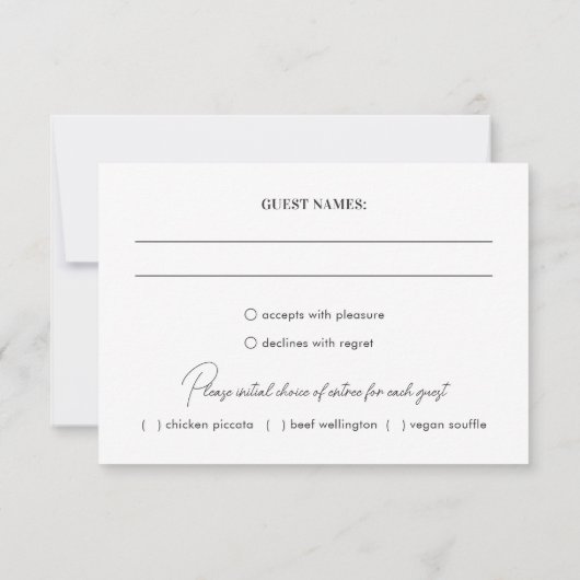 Chic Black and White Foto Moderne Hochzeit RSVP Karte (Rückseite)