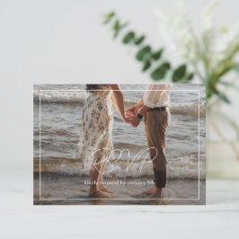 Chic Black and White Foto Moderne Hochzeit RSVP Karte