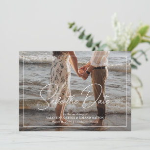 Chic Black and White Foto Moderne Hochzeit Save The Date