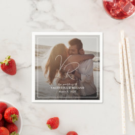 Chic Black and White Foto Moderne Hochzeit Serviette