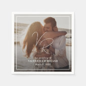 Chic Black and White Foto Moderne Hochzeit Serviette (Vorderseite)