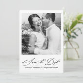 Chic Black and White Foto Save the Date (Stehend Vorderseite)