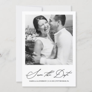 Chic Black and White Foto Save the Date