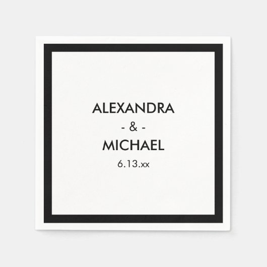 Chic Black and White French Inspiriert Wedding Serviette (Vorderseite)