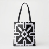 Chic Black and White Geometric Diamond Pattern Tasche (Vorderseite)