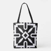 Chic Black and White Geometric Diamond Pattern Tasche (Rückseite)
