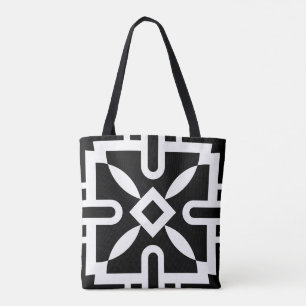 Chic Black and White Geometric Diamond Pattern Tasche