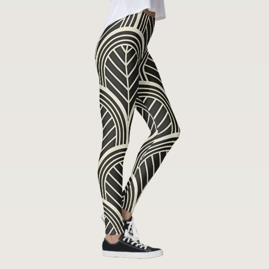 Chic Black and White Geometric Seamless Pattern Leggings (Rechts)