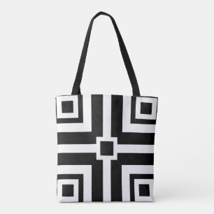 Chic Black and White Geometric Tote Bag Tasche