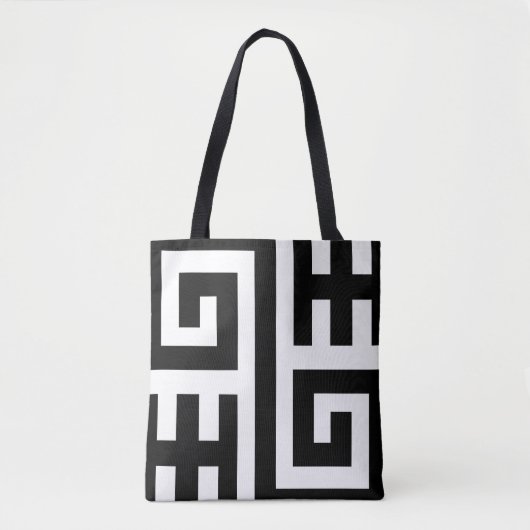 Chic Black and White Geometric Tote Bag Tasche (Vorderseite)
