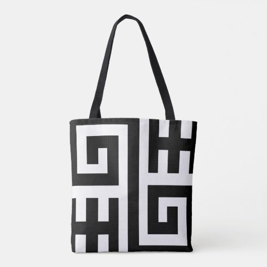 Chic Black and White Geometric Tote Bag Tasche (Rückseite)