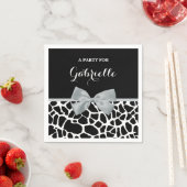 Chic Black and White Giraffe Print Silver Gray Bow Serviette (Beispiel)