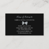 Chic Black and White Giraffe Print Silver Gray Bow Visitenkarte (Rückseite)
