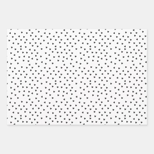 Chic Black and White Heart Pattern Valentine's Day Geschenkpapier Set (Vorderseite)