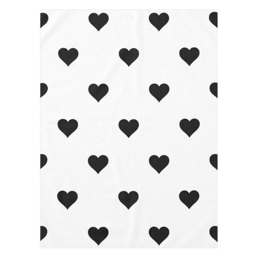 Chic Black and White Heart Romantic Table Setting Tischdecke (Vorderseite)