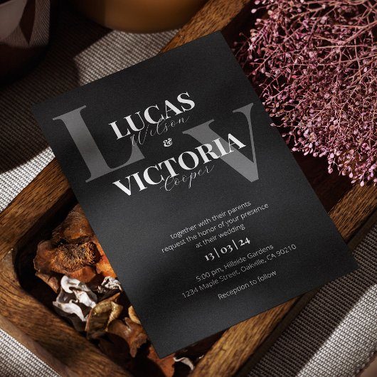 Chic Black and White Hochzeit Einladung
