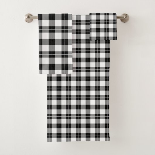 Chic Black and White Kariert Pattern Badhandtuch Set (Insitu)