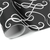 Chic Black and White L Monogram Unisex Muster Geschenkpapier (Rolleneckpunkt)