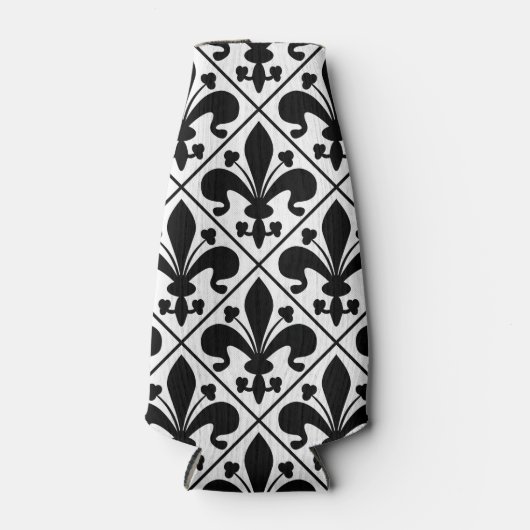 Chic Black and White Lilie Flaschenkühler (Vorderseite)