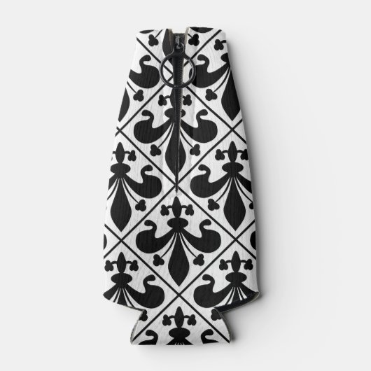 Chic Black and White Lilie Flaschenkühler (Rückseite)