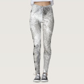 Chic Black and White Marmor Side Stripe Paw Print Leggings (Vorderseite)