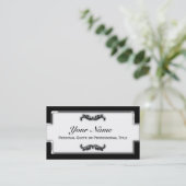 Chic Black and White Metallic Business Cards Visitenkarte (Stehend Vorderseite)