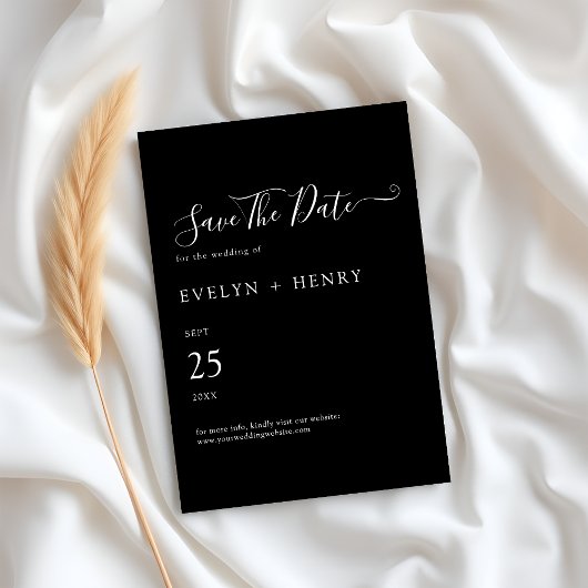 Chic Black and White Minimalistisch Wedding Save The Date