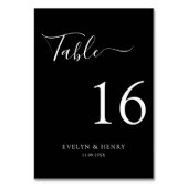 Chic Black and White Minimalistisch Wedding Tischnummer (Rückseite)