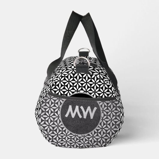 Chic Black and White Monogram Duffel Bag Duffle Bag (Rechts)