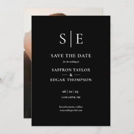 Chic Black and White Monogram Foto Wedding Save The Date