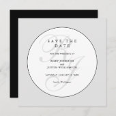 Chic Black and White Monogram Save the Date (Vorne/Hinten)