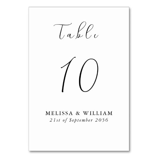 Chic Black and White Monogram Wedding Tischnummer (Rückseite)