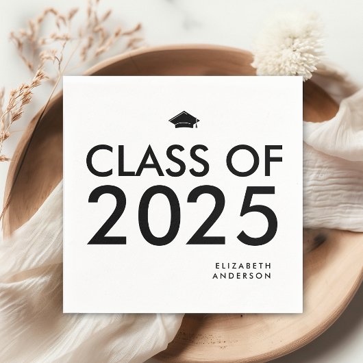 Chic Black and White Personalisiert Graduation Par Serviette