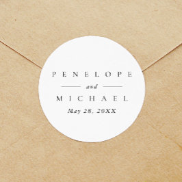 Chic Black and White Personalisiert Monogram Weddi Runder Aufkleber