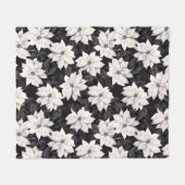 Chic Black and White Poinsettia Fleecedecke (Vorderseite (Horizontal))