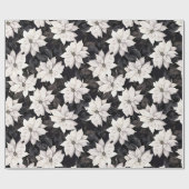 Chic Black and White Poinsettia Geschenkpapier (Flach)