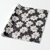 Chic Black and White Poinsettia Geschenkpapier (Ungerollt)