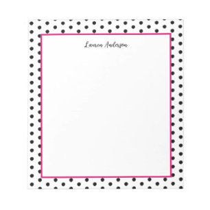 Chic Black and White polka dot Notizblock