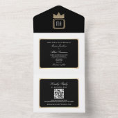 Chic Black and White Qr Code Hochzeit All In One Einladung (Innen Boden)