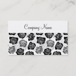 Chic Black and White Roses Business Card Visitenkarte