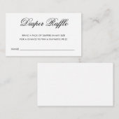Chic Black and White Script Diaper Raffle Ticket Begleitkarte (Vorne/Hinten)