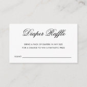 Chic Black and White Script Diaper Raffle Ticket Begleitkarte (Vorderseite)