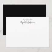 Chic Black and White Script  Mitteilungskarte (Vorne/Hinten)
