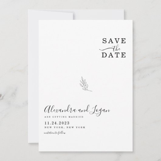 Chic Black and White Signature Script QR Code Save The Date (Vorderseite)