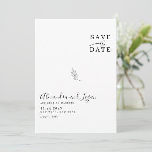 Chic Black and White Signature Script QR Code Save The Date (Stehend Vorderseite)