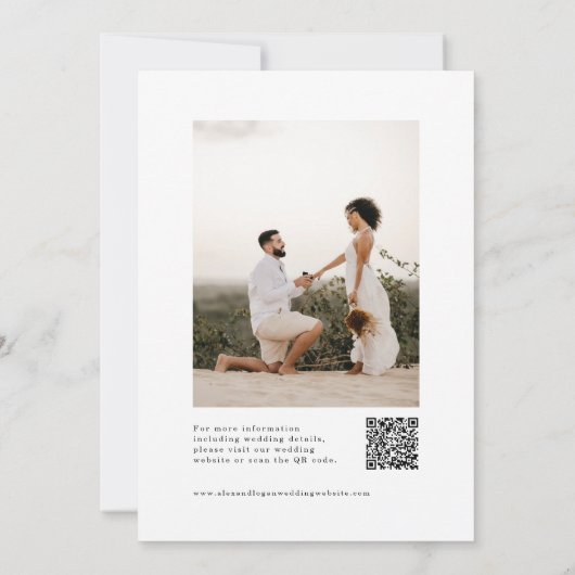 Chic Black and White Signature Script QR Code Save The Date (Rückseite)