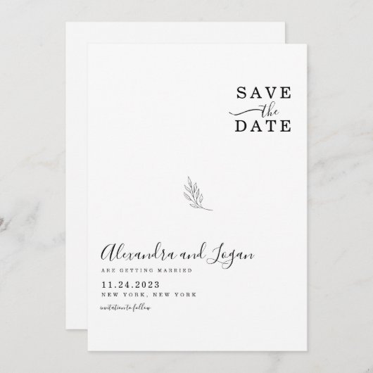 Chic Black and White Signature Script QR Code Save The Date (Vorne/Hinten)